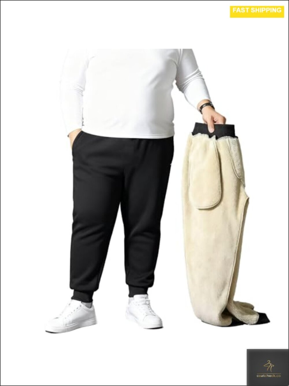 Men's Fleece Sherpa Lined Sweatpants Big and Tall Athletic Joggers with Pockets